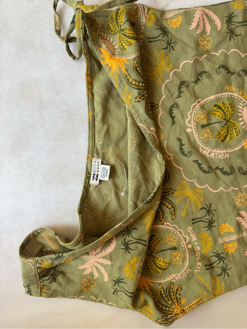 Billabong Olive Green Tropical Print Mini Skirt & Top Set - Picture 5 of 8